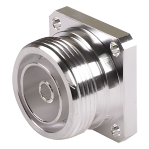 RF INDUSTRIES,LTD RFD-1640-2 – Conector DIN 7-16 Hembra / Flange 4 Hoyos Panel / Copa Soldable / Cuerpo Bronce-Plata / Dieléctrico Teflón