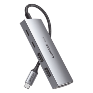UGREEN 30758 – HUB USB-C 3.2 Gen 2 / 4 Puertos / 10 Gbps / Aluminio / Nylon Trenzado / Multiplataforma