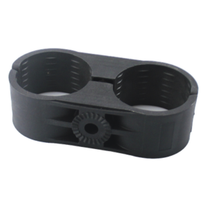 SYSCOM TOWERS CB158 – Sujetador Plástico para Cable Coaxial / Doble / 1-5/8" a 2" (51 mm) / Varilla Roscada 3/8" o M10 / Paquete de 10 Piezas