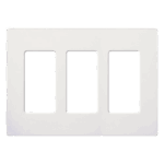 LUTRON ELECTRONICS CW3WH – Placa de Pared Decorativa / 3 Espacios / Sin Tornillos Visibles / Perfil Sobredimensionado 7.6 mm / Acabado Blanco Brillante