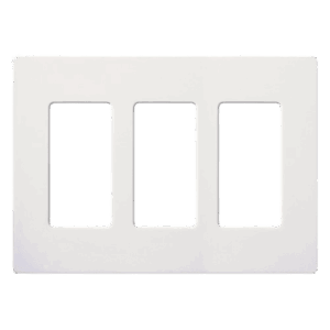 LUTRON ELECTRONICS CW3WH – Placa de Pared Decorativa / 3 Espacios / Sin Tornillos Visibles / Perfil Sobredimensionado 7.6 mm / Acabado Blanco Brillante