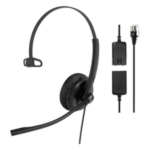 YEALINK YHS34-MONO – Diadema Monoaural / Audio HD Banda Ancha / Cancelación de Ruido / Conexión QD a RJ9 / ActiveProtection / Brazo Flexible 330°