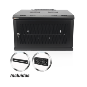 PRECISION PS06550DU – Gabinete Rack de Pared / 19 Pulgadas / 6U / 600 x 550 x 368 mm (23.6 x 21.7 x 14.5 in) / Carga Estática 60 kg / IP20 / Ventiladores AC / Panel Cepillo para Cables