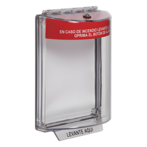 STI STI-13010FR-ES – Cubierta Protectora de Policarbonato / Montaje Empotrado / Rango Térmico -40 a 121 °C / Diseño Compacto 103x151 mm / Texto de Incendio en Español