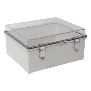 PRECISION PST-3030-18ET – Gabinete Plástico ABS / Puerta Transparente Policarbonato / 300 x 300 x 180 mm (11.8 x 11.8 x 7.1 in) / Uso en Intemperie / Cierre por Broches Inoxidables / Compatible con Placa Interna