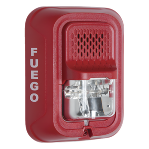 SYSTEM SENSOR P2RL-SP – Sirena con Estroboscópica de 2 Hilos / Candela 15-185 Seleccionable / 88+ dBA / Montaje en Pared / Color Rojo