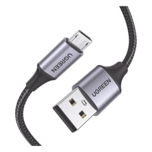 UGREEN 60146 – Cable USB-A a Micro USB / 1 Metro (3.28 Pies) / Carga Rápida 18W / QC 3.0/2.0 / Transferencia 480 Mbps / Nylon Trenzado / Aluminio