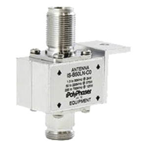 POLYPHASER IS-B50LN-C0 – Protector Coaxial RF / 10-1000 MHz / 50 Ω / N Hembra / Bloqueo DC / 20 kA / Mampara
