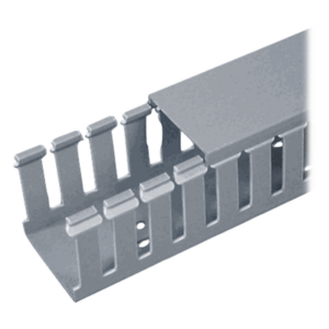 PANDUIT FC1X1LG2 – Canaleta Ranurada de PVC con Tapa / Tipo F / 32 mm Ancho x 28.7 mm Alto / 2 m (6.56 ft) Largo / Gris
