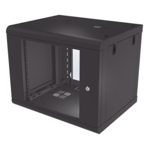 LINKEDPRO SR-1909-LH2G – Gabinete de Pared de 9U con Puerta de Cristal Templado, 479.5 mm de Profundidad, Rack de 19'', Acero Reforzado Color Negro.