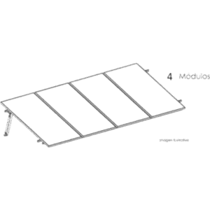 BASEL KITBASEL1X4 – Sistema de Montaje Solar / Techo Plano / 4 Módulos / Resistencia 140 km/h / Inclinación 15° / Rieles 4.72 m (15.5 ft)