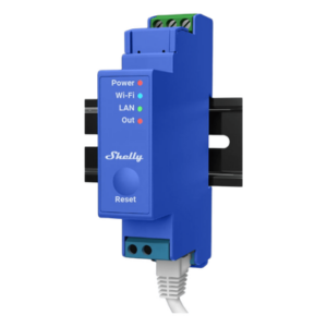 SHELLY SHELLYPRO1 – Relevador Inteligente / 1 Canal / Contacto Seco / Wi-Fi, Bluetooth y Ethernet / 16 A / Riel DIN / -20°C a +40°C