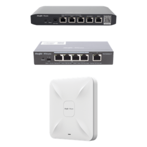 RUIJIE RG-DEMO-CCTV-W5 – Kit Demo / Router + Switch PoE + Access Point WiFi 5 / 600 Mbps / 100 Usuarios / Balanceo Dual WAN / VLANs para CCTV