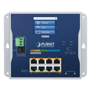 PLANET WGS-5225-8P2SV – Switch Industrial / 8 Puertos Gigabit PoE+ / 2 Puertos SFP 2.5G / Pantalla Táctil LCD / IP30 / -20 a 70°C / 240W PoE