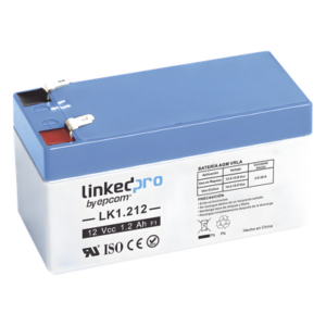 LINKEDPRO BY EPCOM LK1.212 – Batería de Respaldo AGM-VRLA / 12 V / 1.2 Ah / Vida Útil 5 Años / Terminales F1+F2 / UL y CE