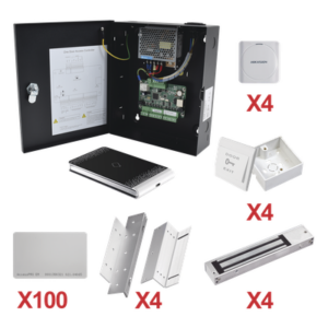 HIKVISION KIT-TARJETA-04 – Kit de Control de Acceso por Tarjeta / 4 Puertas / 10,000 Tarjetas / 50,000 Eventos / Gabinete Metálico / 12VCC 8A / -20°C a 65°C / 11.2 x 9.3 x 2.7 pulgadas