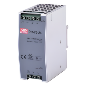 MEANWELL PWR-75-24 – Fuente de Poder Industrial Riel DIN 24Vcc a 75W.