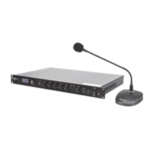 EPCOM PROAUDIO SF120DTB/MIC – Kit Amplificador de Voceo / 120W RMS / Salida 100V/4Ω / Bluetooth / USB / MP3 / FM / 4 Entradas de Micrófono / Micrófono de Escritorio
