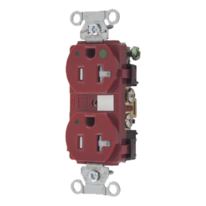 HUBBELL HUB-8300-RED-LTRA – Contacto Duplex / 20 A / 125 V CA / NEMA 5-20R / Grado Hospitalario / A Prueba de Manipulaciones / 0.10 ft x 0.27 ft x 0.13 ft