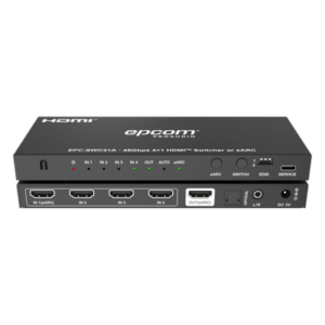 EPCOM PROAUDIO EPC-SWC41A – Switch HDMI 4x1 / 8K@60Hz 4:2:0 / 48 Gbps / ARC/eARC / Extracción de Audio Óptico y Analógico / Control CEC / Gestión EDID / USB-C Firmware