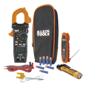 KLEIN TOOLS CL320KIT – Kit Prueba HVAC / Multímetro Gancho TRMS / Termómetro Dual IR -40 a 300 °C / Detector NCVT 12-1000V CA / Ciclo Servicio / Linterna