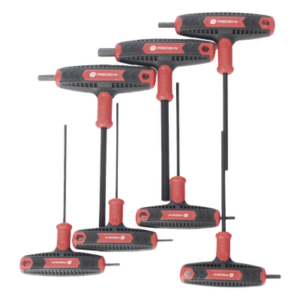 PRECISION PST-H03-007 – Juego de Llaves Hexagonales / 7 Piezas / 2 a 8 mm / Mango T Ergonómico / Punta de Bola 25° / Acero S2