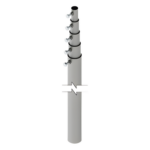 SYSCOM TOWERS SLM-15 – Mástil Telescópico / 15 m (49.2 ft) / 5 Secciones Concéntricas / Tubo Galvanizado Calibre 20 / Carga Máxima 6 kg / Resistencia Viento 70 km/h