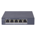 HIKVISION DS-3E1505P-EI – Switch PoE+ Administrable / 4 Puertos Gigabit PoE+ / 1 Puerto Uplink Gigabit / Alcance Extendido 300 m (984.3 ft) / 60 W / Gestión en Nube