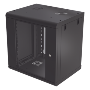 LINKEDPRO SR-1912-LH2G – Gabinete de Pared de 12U con Puerta de Cristal Templado, 479.5 mm de Profundidad, Rack de 19'', Acero Reforzado Color Negro.