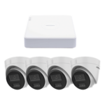 HIKVISION KIPCV2M/4T – Kit de Videovigilancia IP / 2 Megapixel / NVR 4 Canales PoE+ / 4 Cámaras Turret / ColorVu 20 m (65.6 ft) / Audio Integrado / WDR 120 dB