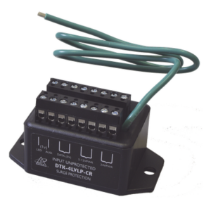 DITEK DTK4LVLPCR – Protector de lazo / 4 pares / Wiegand / 12-24 Vcc / 5 Vcc datos / -40°C a 70°C / 1.35 x 2.99 x 1.35 pulgadas