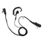PRYME SPM-330S-E-BF – Micrófono de Solapa con Auriculares / Gancho de Oreja Suave / Cable Retráctil 2.5' (0.76 m) / Conector 2 Pines con Tornillos / Fibra Trenzada / Carcasa Policarbonato