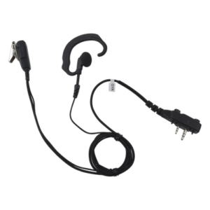 PRYME SPM-330S-E-BF – Micrófono de Solapa con Auriculares / Gancho de Oreja Suave / Cable Retráctil 2.5' (0.76 m) / Conector 2 Pines con Tornillos / Fibra Trenzada / Carcasa Policarbonato