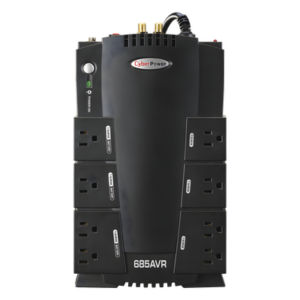 CYBERPOWER CP685AVR – UPS de 685 VA/390 W, Topología Línea Interactiva, Entrada 120 Vca NEMA 5-15P, Tipo Gabinete Compacto, Con 8 Tomas NEMA 5-15R