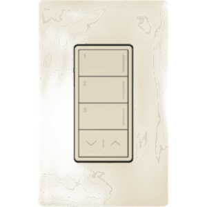LUTRON RADIORA 3 RRSTHN3RLLA – Botonera híbrida Sunnata / 3 botones + subir-bajar / Atenuador integrado / 120 V, requiere neutro / Color almendra claro / Sistema RadioRA 3