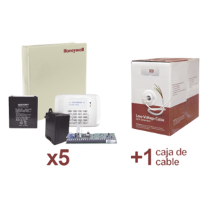 HONEYWELL HOME RESIDEO VISTA48/2204KT5 – Kit de 5 paneles de control de alarma / VISTA-48LA / Hasta 48 zonas / Comunicación por línea telefónica / Batería y transformador / Cable 305 m