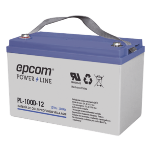 EPCOM POWERLINE PL-100-D12 – Acumulador EPCOM 12V, 100Ah Tecnología VRLA AGM Ciclo Profundo para Aplicaciones Fotovoltaicas terminales tipo M6 ( HEX )