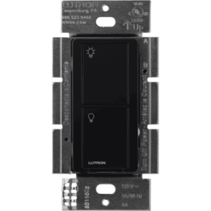 LUTRON CASETA WIRELESS PD5SDVBL – Interruptor de Pared Inalámbrico / 2 Botones On/Off / 5 A LED/CFL / 600 W Incandescente / 120/277 V / Sin Neutro / Alcance 18 m (59.1 ft) Línea Vista