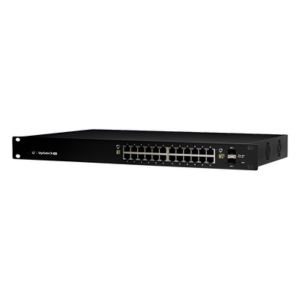 UBIQUITI ES-24-250W – Switch administrable / 24 puertos Gigabit PoE+/PoE pasivo 24V / 2 puertos SFP / 250W / 52 Gbps / 38.69 Mpps