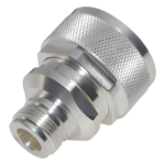 RF INDUSTRIES,LTD RFD-1671-2 – Adaptador de Conector RF / DIN 7-16 Macho a N Hembra / Montaje en Línea / Cuerpo Bronce Plateado / Aislante Teflón