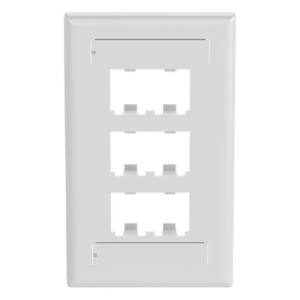 PANDUIT CFPL6WHY – Placa de Pared Vertical / 6 Puertos Mini-Com / Diseño Plano / 2.75 x 4.5 in / ABS / Blanco