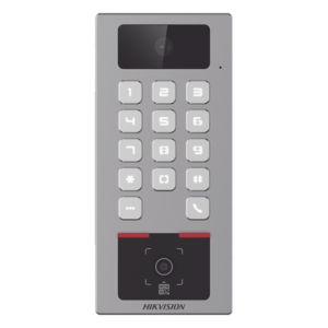 HIKVISION DS-K1T502DBWX-CQR-E1 – Teclado con Lector de QR / Cámara 2 Megapixel / Videoportero Multiapartamento / IP65 & IK09 / PoE / 2 Relays / Control de 2 Puertas
