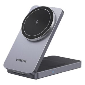 UGREEN 45056 – Estación de Carga Inalámbrica / Qi2 15W / Carga Dual Simultánea / Ángulo Ajustable 70° / Diseño Plegable 4.6x2.6x0.9 in / 20W Total