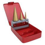 PRECISION PST-C020-02 – Juego de Brocas Escalonadas / 3 Piezas / 4-12 mm / 4-20 mm / 4-32 mm / HSS / Para Metal y Plástico