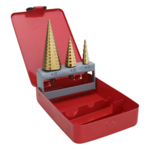 PRECISION PST-C020-02 – Juego de Brocas Escalonadas / 3 Piezas / 4-12 mm / 4-20 mm / 4-32 mm / HSS / Para Metal y Plástico