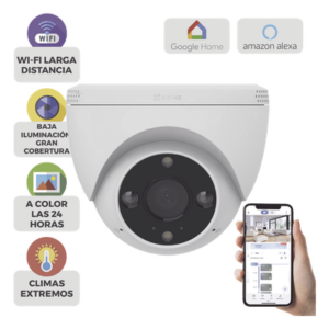 EZVIZ CS-H4 – Cámara Domo IP / 3 Megapixel (2K) / Wi-Fi / Visión Nocturna Color 30 m (98.4 ft) / Detección Humana y Vehículo / IP67 / Audio Bidireccional / Ranura Micro SD 512 GB