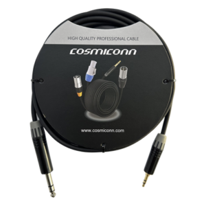 COSMICONN CMC220ASTPPS3BG1 – Cable de Audio / 6.35mm a 3.5mm / 3m (10 pies) / Conectores Negros / OFC / PVC