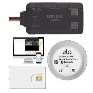 RUPTELA ECO5LITEKITTEMP – Rastreador Vehicular y Monitoreo de Flota / BLE 5.0 y GNSS / LTE CAT1 y LTE-M con Respaldo 2G / GNSS U-blox / IP54 e IP68 / -40 °C a +85 °C / Acelerómetro de 3 Ejes / 9-32 V / Batería Interna