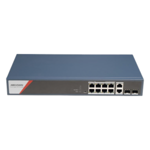 HIKVISION DS-3E1512HP-SI-8P2T2F – Switch PoE+ Administrable / 8 Puertos Gigabit PoE++ 90 W / 2 Puertos Uplink 1000 Mbps / 2 Puertos SFP / Alcance Extendido 300 m (984.3 ft) / 130 W