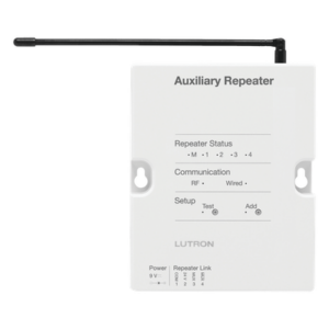 LUTRON ELECTRONICS RRAUXREP – Repetidor RF / Alcance 305 m (1000 ft) / Enlace RS485 o Inalámbrico / Hasta 4 Unidades por Sistema / Memoria ante Fallas